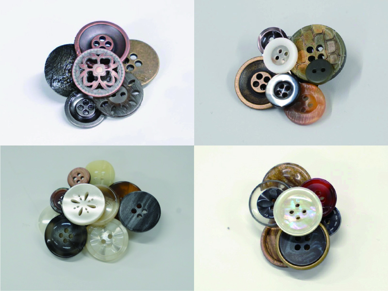 学生が作成したボタンブローチの画像